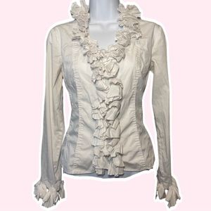 ruffled collar corset back blouse